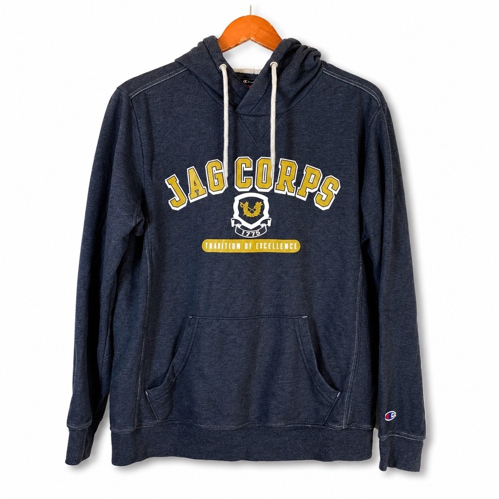 JAG CORPS Hoodie Army Lawyer Champion Mens Blue Pullover Sweatshirt Medium